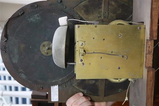 An 18th century oak 8 day longcase clock, with moonphase dial by John Smith, Chester H.approx. 225cm